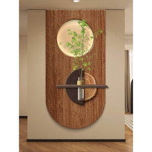 中古风led带灯入户玄关装饰画走廊过道挂画壁画水培绿植立体砂岩