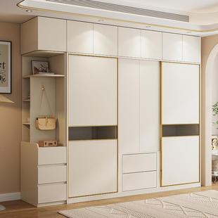 一门到顶实木推拉柜现衣代简约家用主卧室移GIE滑趟门大衣橱门奶