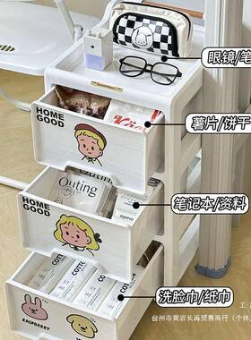 学生宿舍IAW桌小推车置层物架学习落地多办下公抽室移动收纳柜子