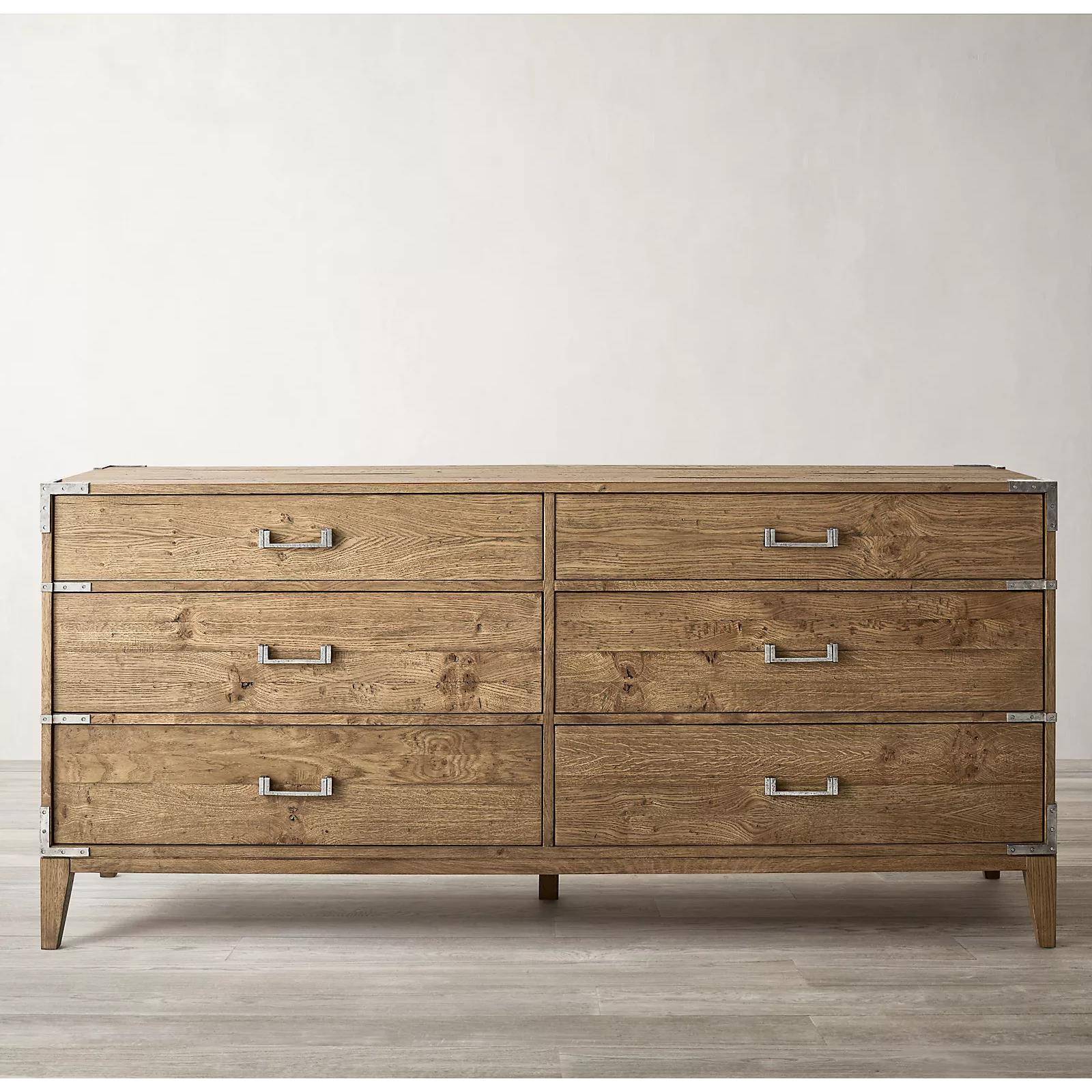 RH家具美式古实木657卧室1斗2边柜柜现代简约轻奢客复厅收纳柜抽