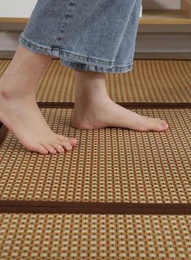 地拼接地草QLI毯榻榻米地垫日式织编竹编编织亚麻黄麻地毯夏季上