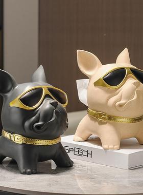 网办红抽法纸盒家用创意斗狗纸巾盒客厅高档轻奢公YQZ装室茶几饰