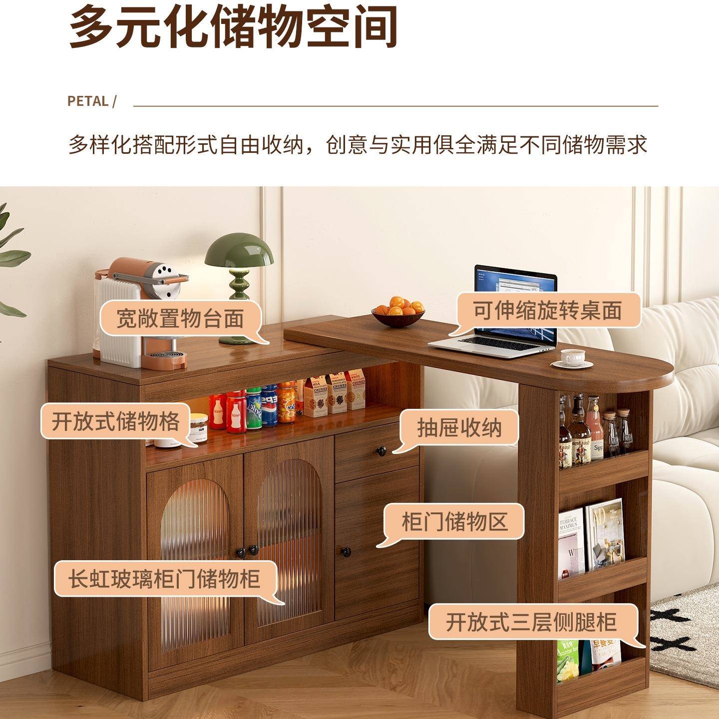 伸缩台桌客岛台餐边柜一可体家用厅隔断小户型阳台靠墙吧沙ENZ发