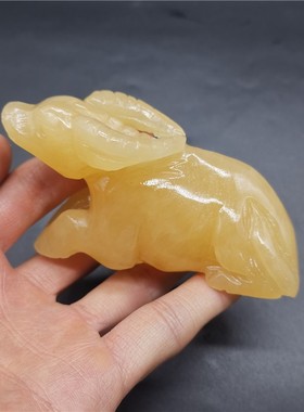 办公桌12十二生肖天然米黄玉石蛇猪牛羊招财风水动物小工艺品摆件