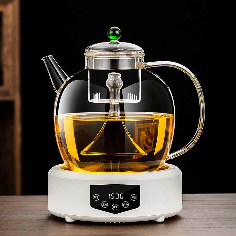 新款加厚全玻璃大容量蒸煮壶家用电陶炉蒸汽喷淋式煮茶器茶具套装
