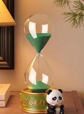 熊猫周边沙漏饰品办公室办公桌一步一步鼓舞人心的减压饰品高端礼