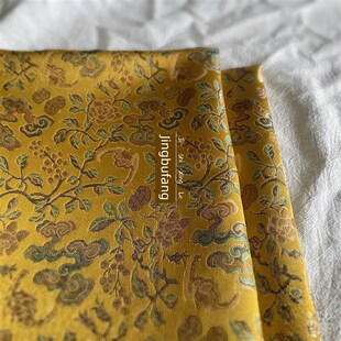 五福八宝灵芝图案彷宋锦面料新型中国风外衣旗袍汉代茶席手工包装