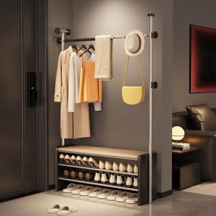 实木换鞋凳门口家用鞋柜衣帽架一体意式轻奢高级感入门挂衣架鞋架