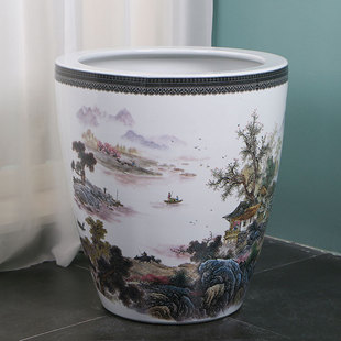 景德镇陶瓷鱼缸古法养鱼加深大缸庭院室外落地金鱼缸造景老式 水缸