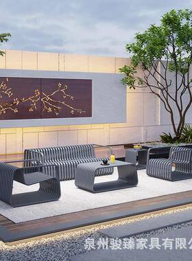 铝合金酒店阳台庭院室外花园不锈发钢沙茶几合别墅防水户外QLN组