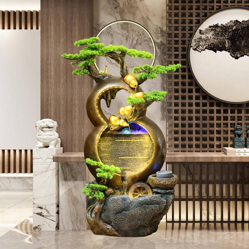 落无品牌/地葫假流水喷泉招财摆芦件家居景观山客厅装饰品办公室