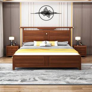 新中式床头柜实木卧室床头柜2023新款全实木储藏多功能床头柜