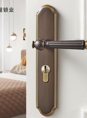 卧室分10510体门磁吸音全铜静法式轻奢欧式房间木门锁金色家门用