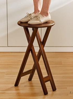 可折叠凳子家用高脚圆凳便携QWD加厚马扎厨房式吃饭椅靠背台吧高