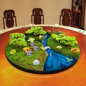 中式 中转桌盘间摆花酒店大圆桌中rRtT6rrd间摆件桌花餐圆形微景观