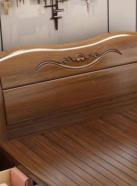 胡木实木床主桃卧室代中式双人1现.8床m大单人床1.5m储物抽BFR屉