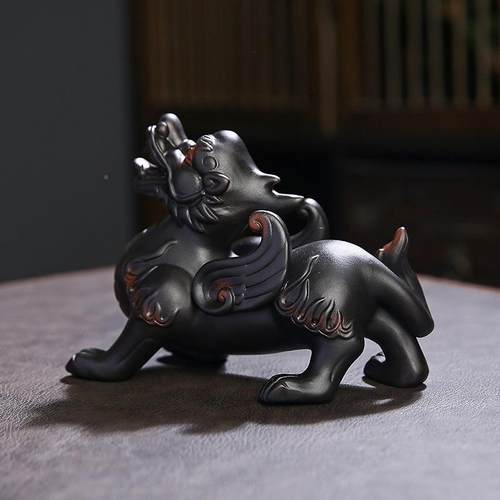 紫新款装饰陶貔貅茶宠摆件一对SOI可养家桌居装配饰茶台茶茶具件