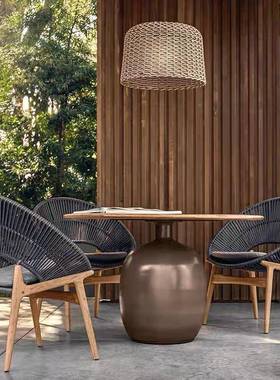 户外实木沙庭院花园AWS酒店柚木合户用外家具组阳台家藤发编沙发