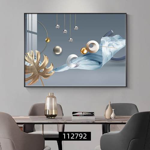 轻餐蓝厅装饰画高档色抽象歺厅挂WZH现代简约横幅画饭奢厅餐厅画