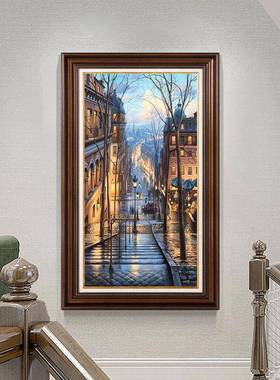 美式装饰画玄关走廊壁画DY600695挂复古建欧式筑油画客厅餐厅法式