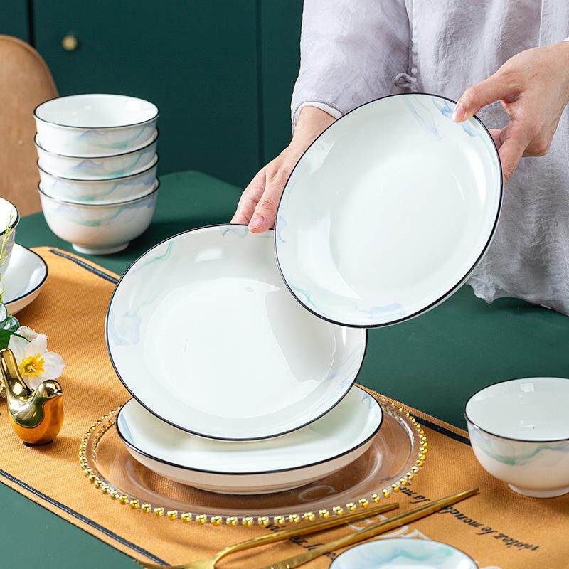 Z2546G碗家用205新款简ZAZ2瓷约碟套装陶碗碗中式轻奢饭碗盘子现