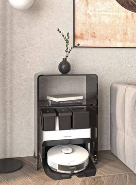 扫地机石器人置物伴架JJT带轮车黑透亚克力边几云鲸侣科沃斯X1N9