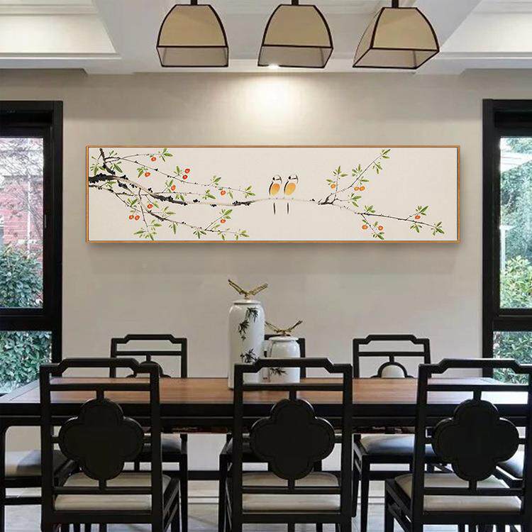 新中花鸟头装饰画厅沙发式背景壁画卧室床黄鹂书房茶室喜上眉梢客