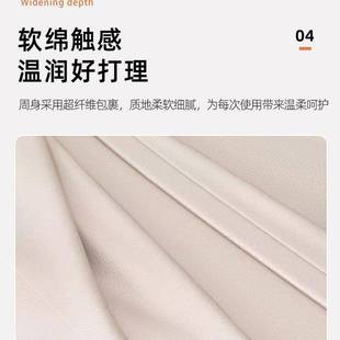 床头柜带灯奶油风2023新款创意现代简约卧室家用悬浮全实木收纳柜