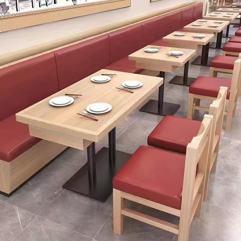 米餐桌,椅村饭餐椅餐店带抽屉商用卡座拌沙发实木桌快餐椅子桌子