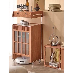 机器人扫地机柜置物架收纳柜樱桃木沙发边柜可移动云鲸柜实木柜子
