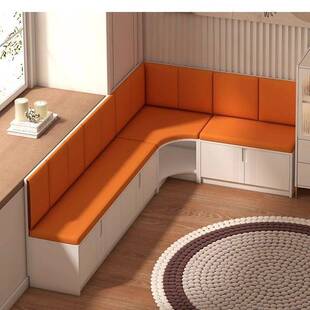 实木转角卡座家用靠墙储物柜小户型餐厅定 制软包靠背拐角沙发L型