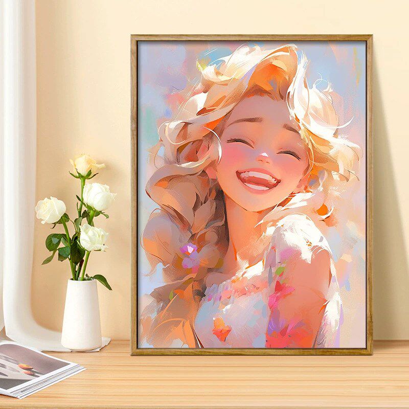 公主请接开心buff数字油画diy填色充手工手绘油彩装饰画