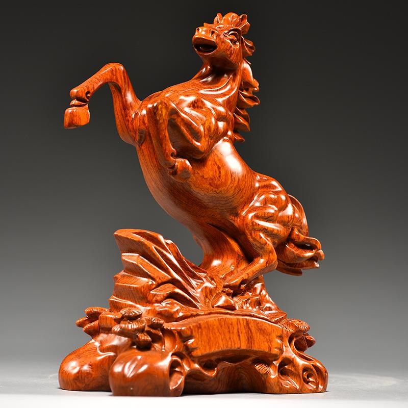 花梨木雕马摆件红木十二生肖马家居装饰实木动物开业送礼品工艺品