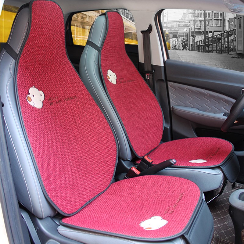 汽车坐垫零跑T03四季通用卡通亚麻座垫夏季凉垫单片座布艺新能源