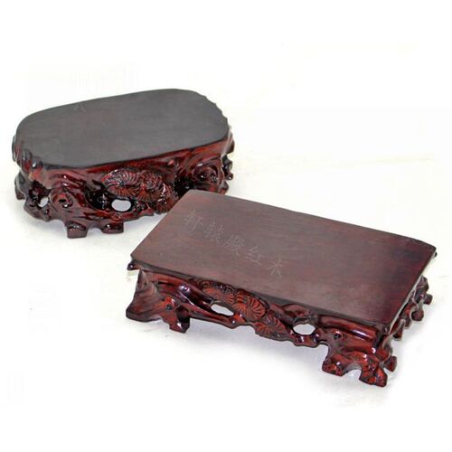 奇石底座实木可挖槽花盆景摆件玉石头木质底座中式圆形根雕木座