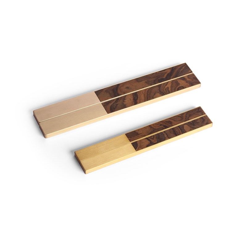 和合 纹韵黄铜木镇纸中式小号文房镇尺创意书法纸压刻字定制礼品