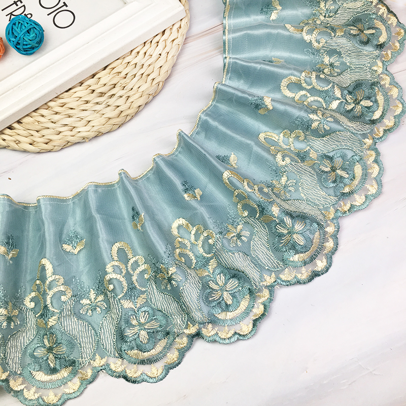 蓝色配衬布蕾丝花边18厘米宽沙发垫装饰窗帘宽边辅料椅子桌裙