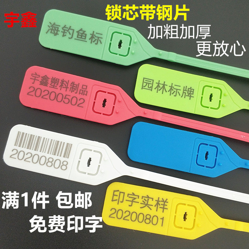 塑料卡扣吊牌封条 物流一次性海钓鱼标记号标签园林扎带标牌100条