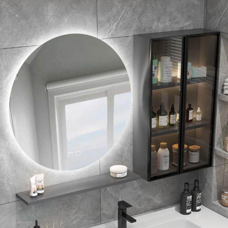 cs卫间储灯物浴室IHT镜柜轻奢圆形墙智能镜子单生独挂式带防雾带