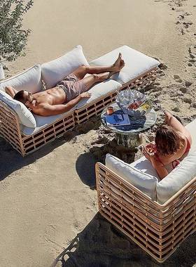 户外沙发休闲22191庭院别酒店民宿阳台藤藤编椅组墅合露台花园室