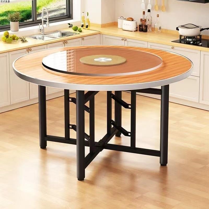 厚大圆12人餐桌可折叠宴加席店家用酒圆桌面板桌圆形餐桌商EDD用