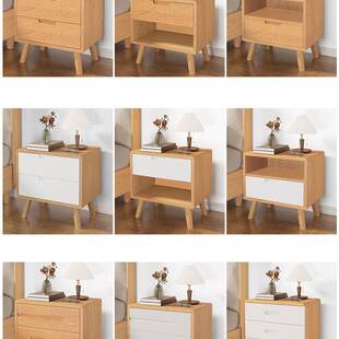 纯实木床头柜家用卧室橡木2025新款小型床边柜子收纳原木色烤漆全