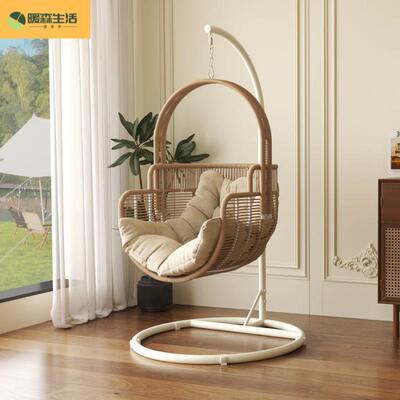 吊篮秋千懒人家用麻花藤条休阳室内新款台精致网红摇摇椅TSD吊闲