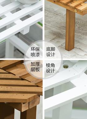 G$FEML实木转角花子多多肉层花室内省架空间落地式阳台木质植物盆