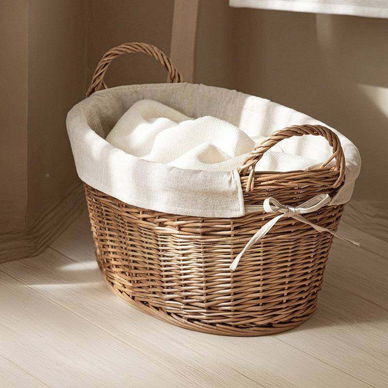 柳藤编编脏衣脏衣服颜值卫篮生间浴室PLM竹放衣高服玩偶收纳筐脏