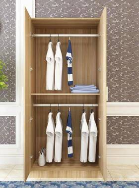 简易衣柜双门家单人板木式CSI简约现代质用经济型衣橱两装门组大