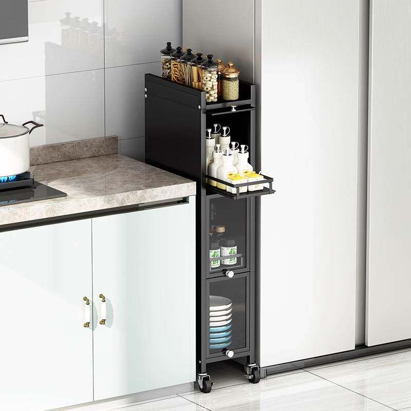 厨房夹缝置物架落地多层可移动四层抽屉式冰箱侧收纳20cm极窄薄柜