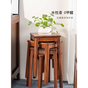 乌金木实木凳子家用可叠放餐桌凳矮凳小凳子板凳圆凳方凳结实耐用