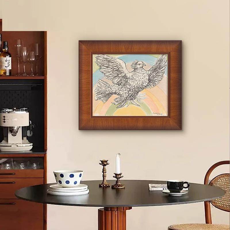 小《和鸽》毕加索众抽ALJZ1031象艺平术客厅装饰画风法式复古中古