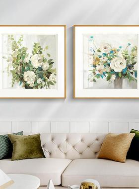 美简玄关装饰画牡丹花卉客厅画美式奢正方形餐厅壁卧室墙031504轻